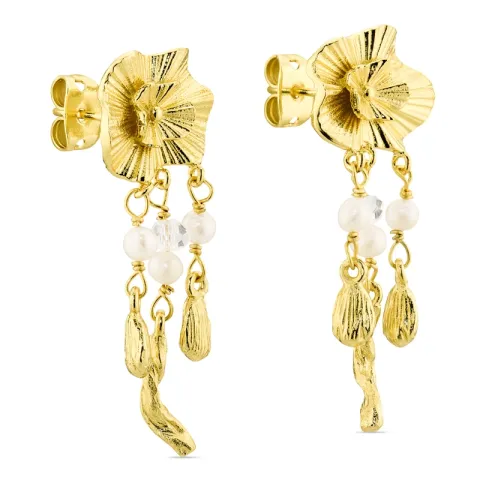 parel oorbellen in verguld messing - Eliné