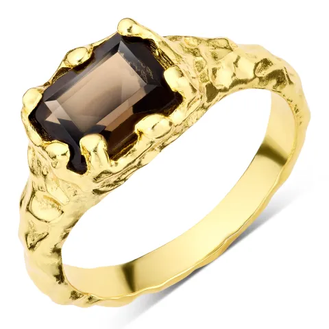 kwarts ring in verguld messing - Eliné