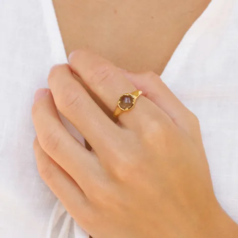 kwarts ring in verguld messing - Eliné
