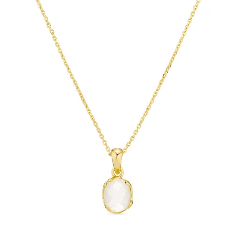 maansteen ketting met hanger in verguld messing - Eliné