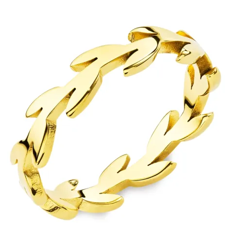 waterproof blad ring in verguld staal - OCEANA