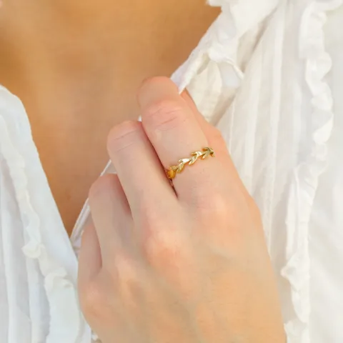 waterproof blad ring in verguld staal - OCEANA