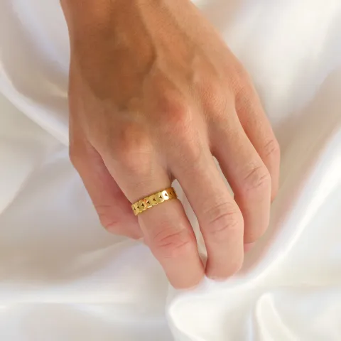waterproof blad ring in verguld staal - OCEANA