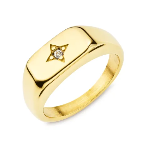 waterproof ster ring in verguld staal - OCEANA