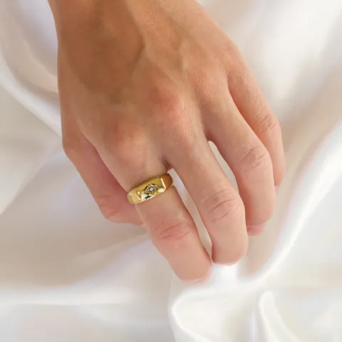 waterproof ster ring in verguld staal - OCEANA