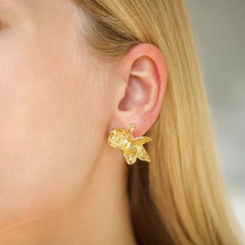 waterproof bloem oorbellen in verguld staal - OCEANA