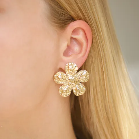 waterproof bloem oorbellen in verguld staal - OCEANA