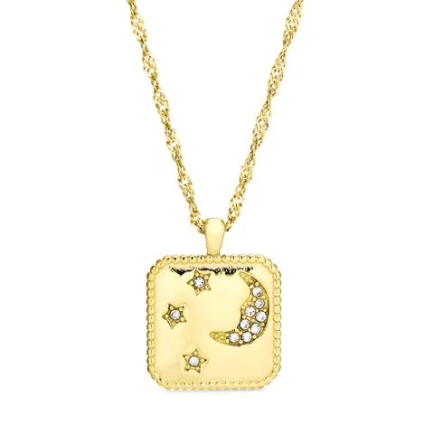 waterproof maan en ster ketting in verguld staal - OCEANA