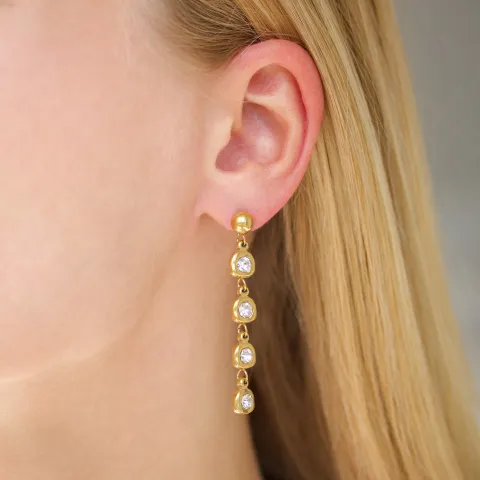 waterproof lange zirkoon ketting oorbellen in verguld staal - OCEANA