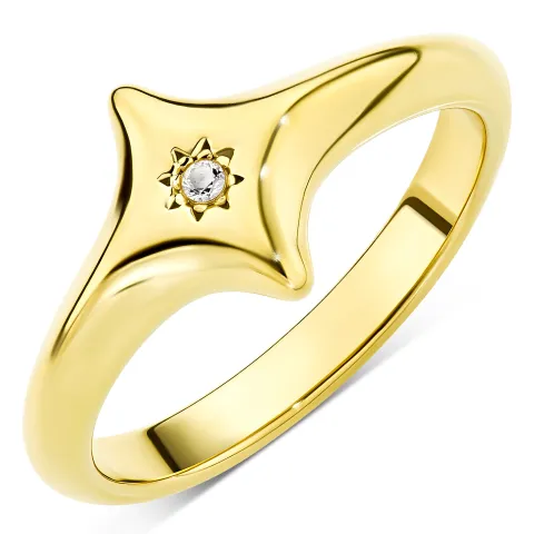 waterproof ster zirkoon ring in verguld staal - OCEANA