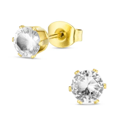 5 mm waterproof zirkoon oorsteker in verguld staal - OCEANA