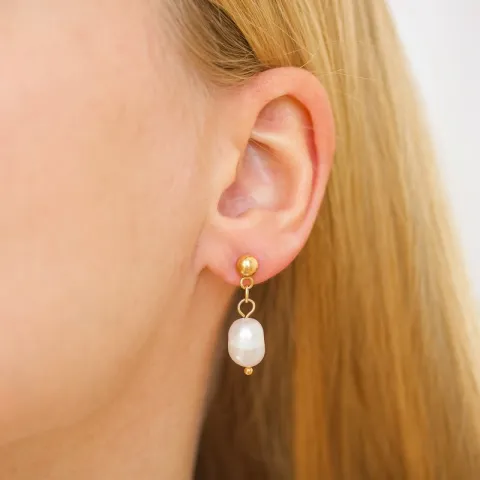 waterproof parel oorbellen in verguld staal - OCEANA
