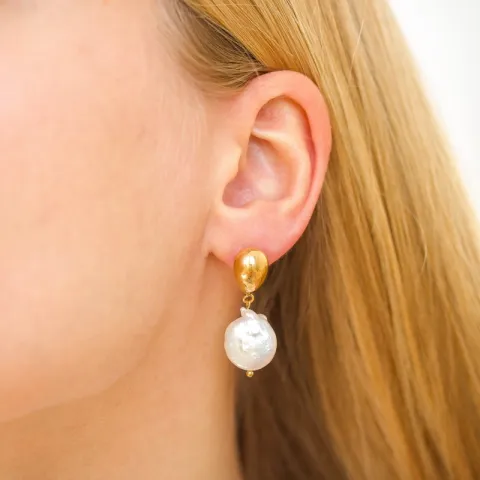 waterproof parel oorbellen in verguld staal - OCEANA