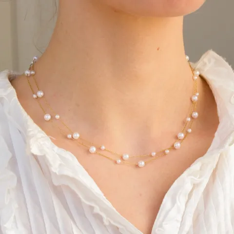 waterproof parel ketting in verguld staal - OCEANA