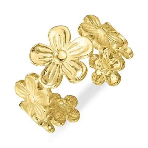 waterproof bloem verstelbaar ring in verguld staal - OCEANA