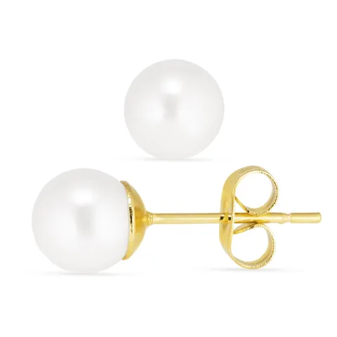 7 mm waterproof witte parel oorsteker in verguld staal - OCEANA