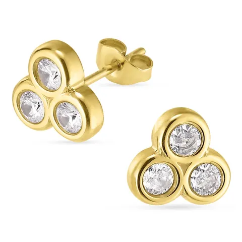 waterproof zirkoon oorsteker in verguld staal - OCEANA