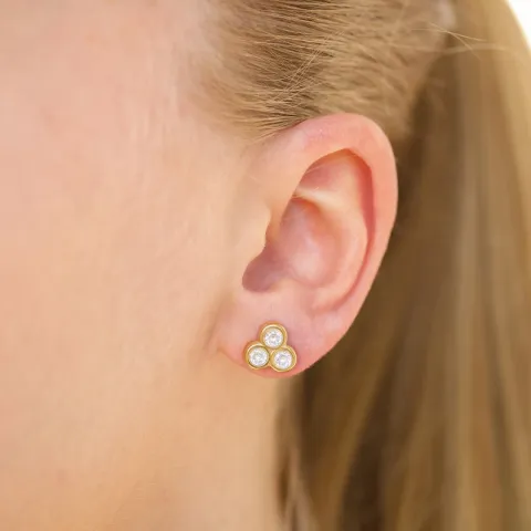waterproof zirkoon oorsteker in verguld staal - OCEANA