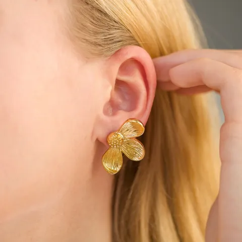 waterproof bloem oorbellen in verguld staal - OCEANA