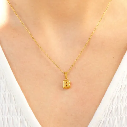waterproof letter b ketting in verguld staal - OCEANA
