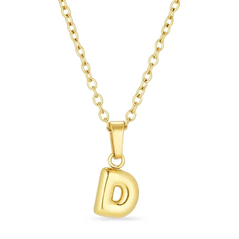 waterproof letter d ketting in verguld staal - OCEANA