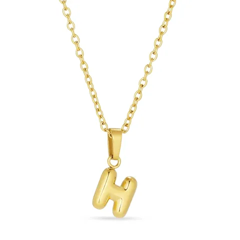 waterproof letter h ketting in verguld staal - OCEANA