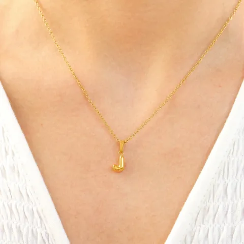 waterproof letter j ketting in verguld staal - OCEANA