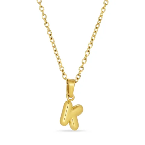 waterproof letter k ketting in verguld staal - OCEANA
