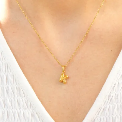 waterproof letter k ketting in verguld staal - OCEANA