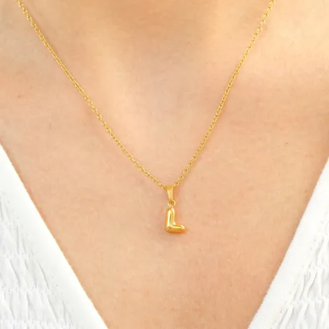 waterproof letter l ketting in verguld staal - OCEANA