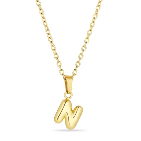 waterproof letter n ketting in verguld staal - OCEANA