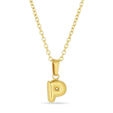 waterproof letter p ketting in verguld staal - OCEANA
