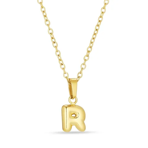 waterproof letter r ketting in verguld staal - OCEANA