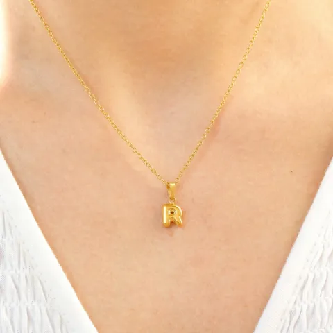 waterproof letter r ketting in verguld staal - OCEANA
