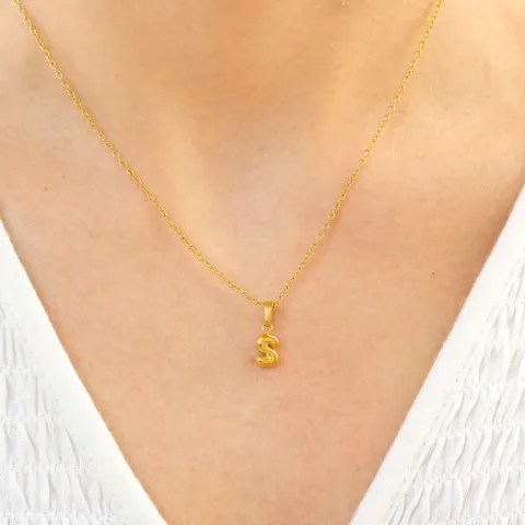 waterproof letter s ketting in verguld staal - OCEANA