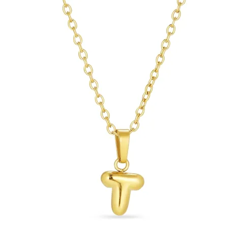 waterproof letter t ketting in verguld staal - OCEANA