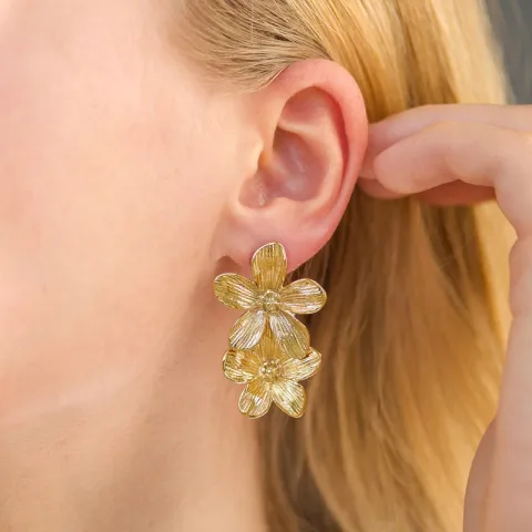waterproof bloem oorbellen in verguld staal - OCEANA