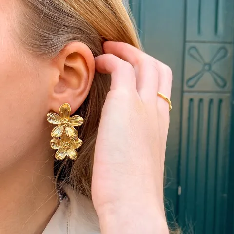 waterproof bloem oorbellen in verguld staal - OCEANA