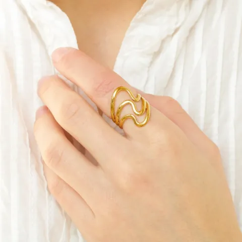 waterproof verstelbaar ring in verguld staal - OCEANA
