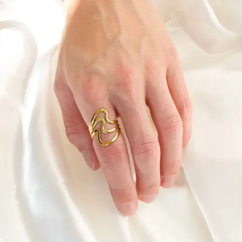 waterproof verstelbaar ring in verguld staal - OCEANA
