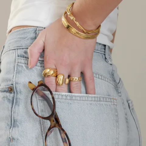 waterproof ring in verguld staal - OCEANA