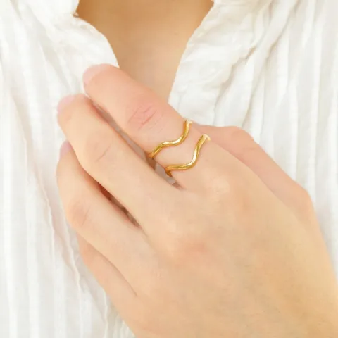 waterproof verstelbaar ring in verguld staal - OCEANA