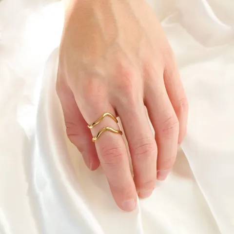 waterproof verstelbaar ring in verguld staal - OCEANA