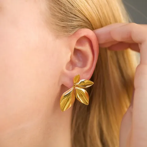 waterproof bloem oorbellen in verguld staal - OCEANA