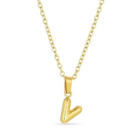 waterproof letter v ketting in verguld staal - OCEANA