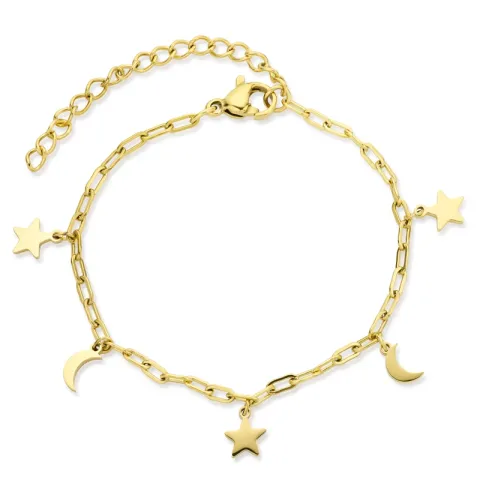waterproof maan en ster armband in verguld staal - OCEANA