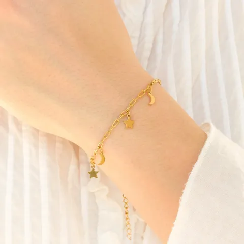 waterproof maan en ster armband in verguld staal - OCEANA