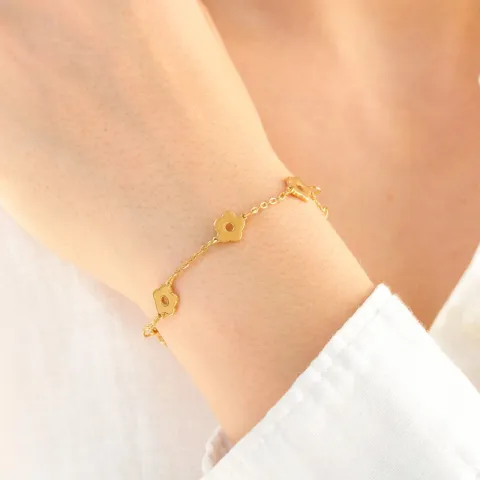 waterproof bloem armband in verguld staal - OCEANA