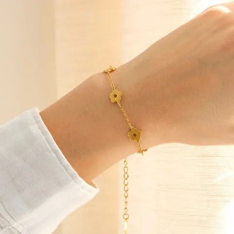 waterproof bloem armband in verguld staal - OCEANA