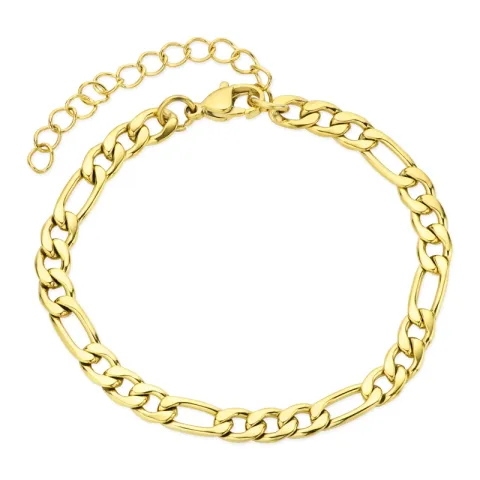 waterproof figaro armband in verguld staal 16 cm + 5 cm x 5,2 mm  - OCEANA